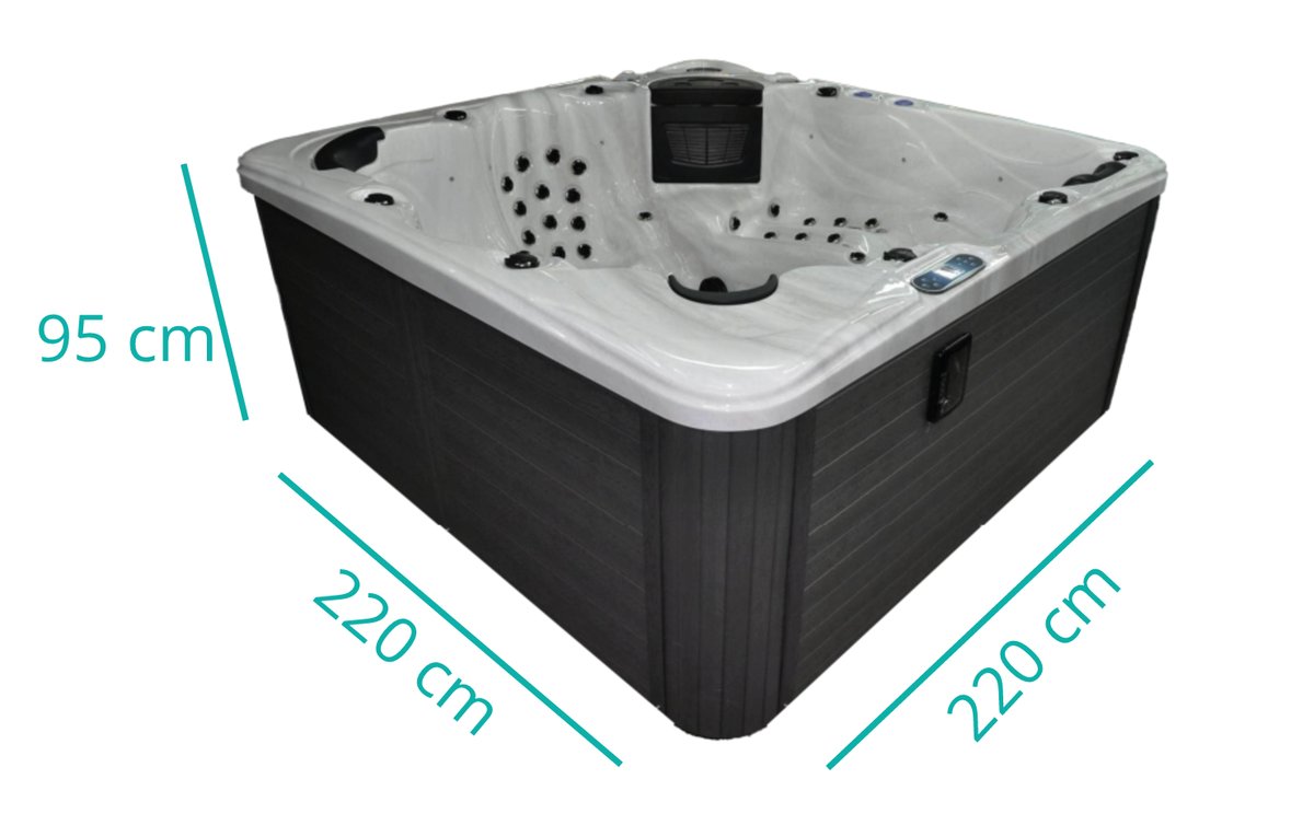 Dimensions du spa Chillout 6 places : 220 × 220 × 95 cm
