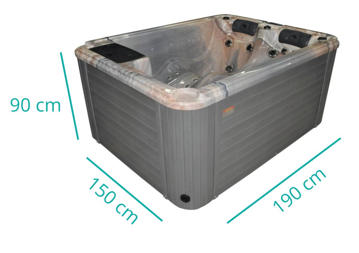 Dimensions du spa Terraza 2 places : 190 × 150 × 90 cm