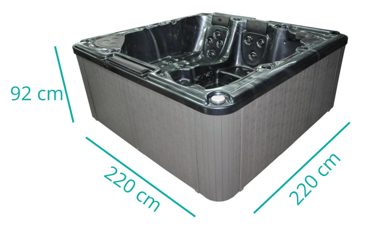 Dimensions du spa Zala I 5 places : 220 × 220 × 92 cm