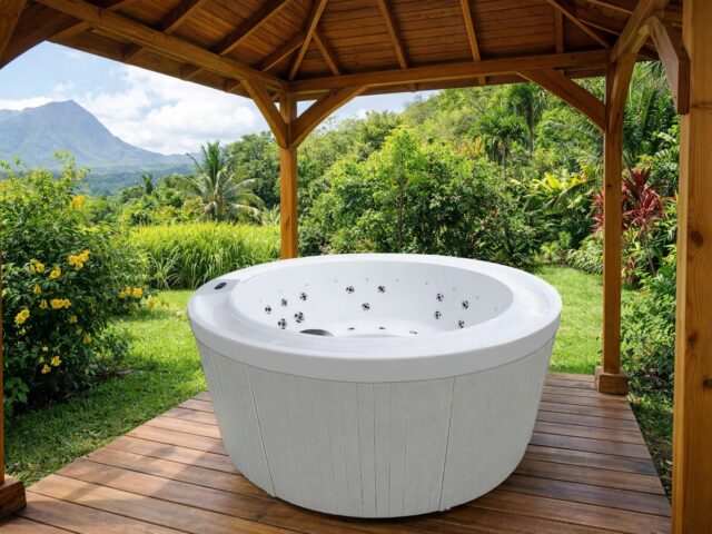 Spa rond Aube 4 places sous un kiosque, visuel d'ambiance non contractuel