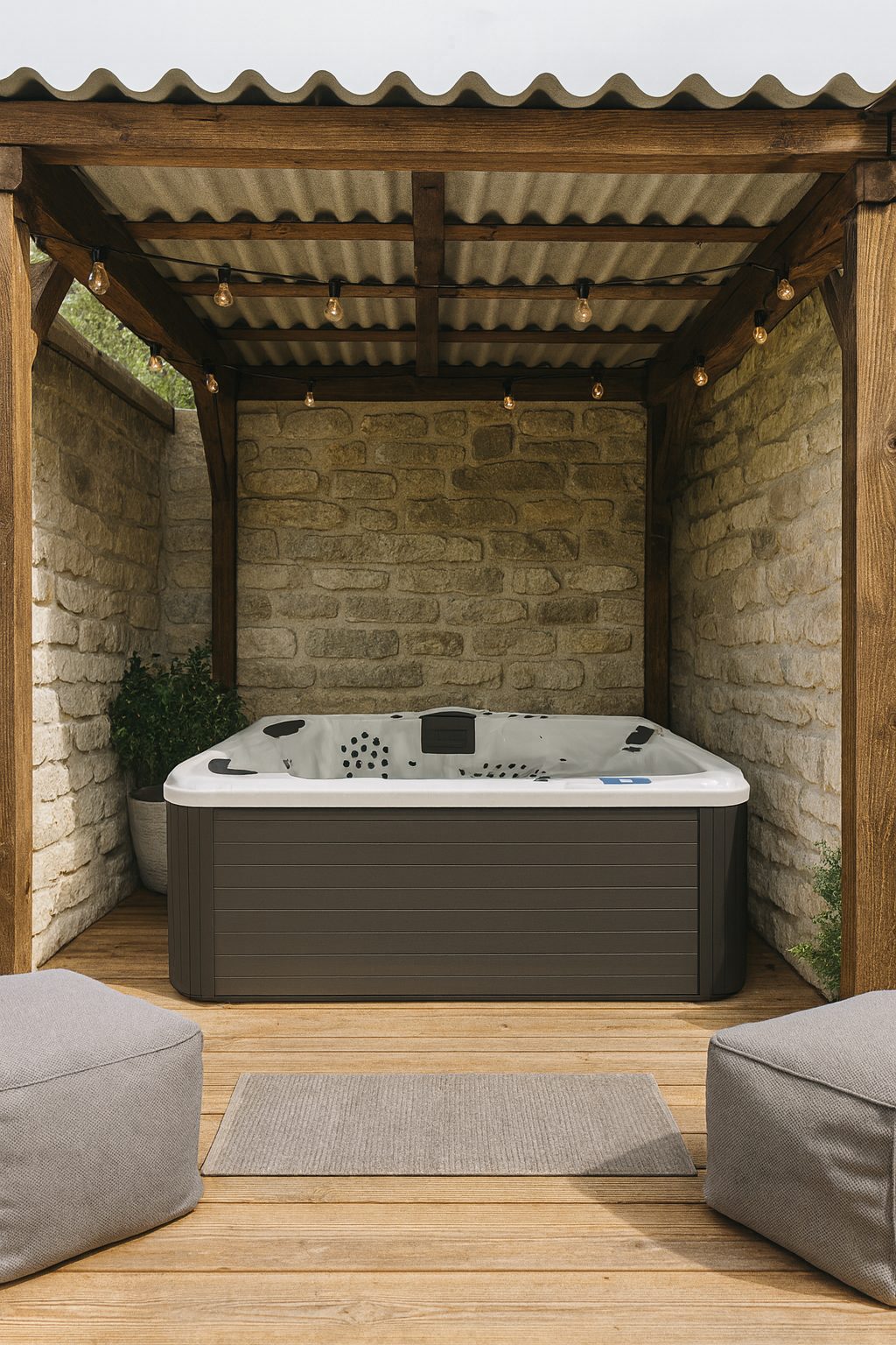 Spa Chillout 6 places sous pergola, visuel d'ambiance non contractuel
