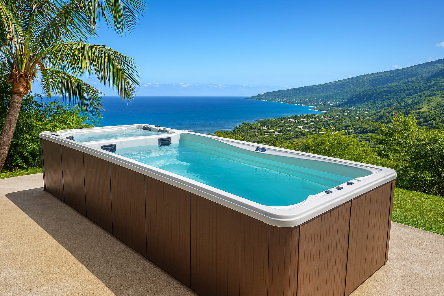 Spa de nage face à l’océan à La Réunion, visuel d'ambiance non contractuel