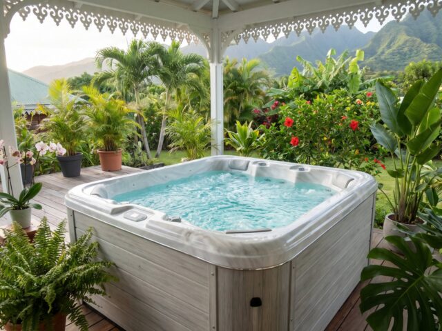 Spa Eden 3 places sur une varangue créole, visuel d'ambiance non contractuel