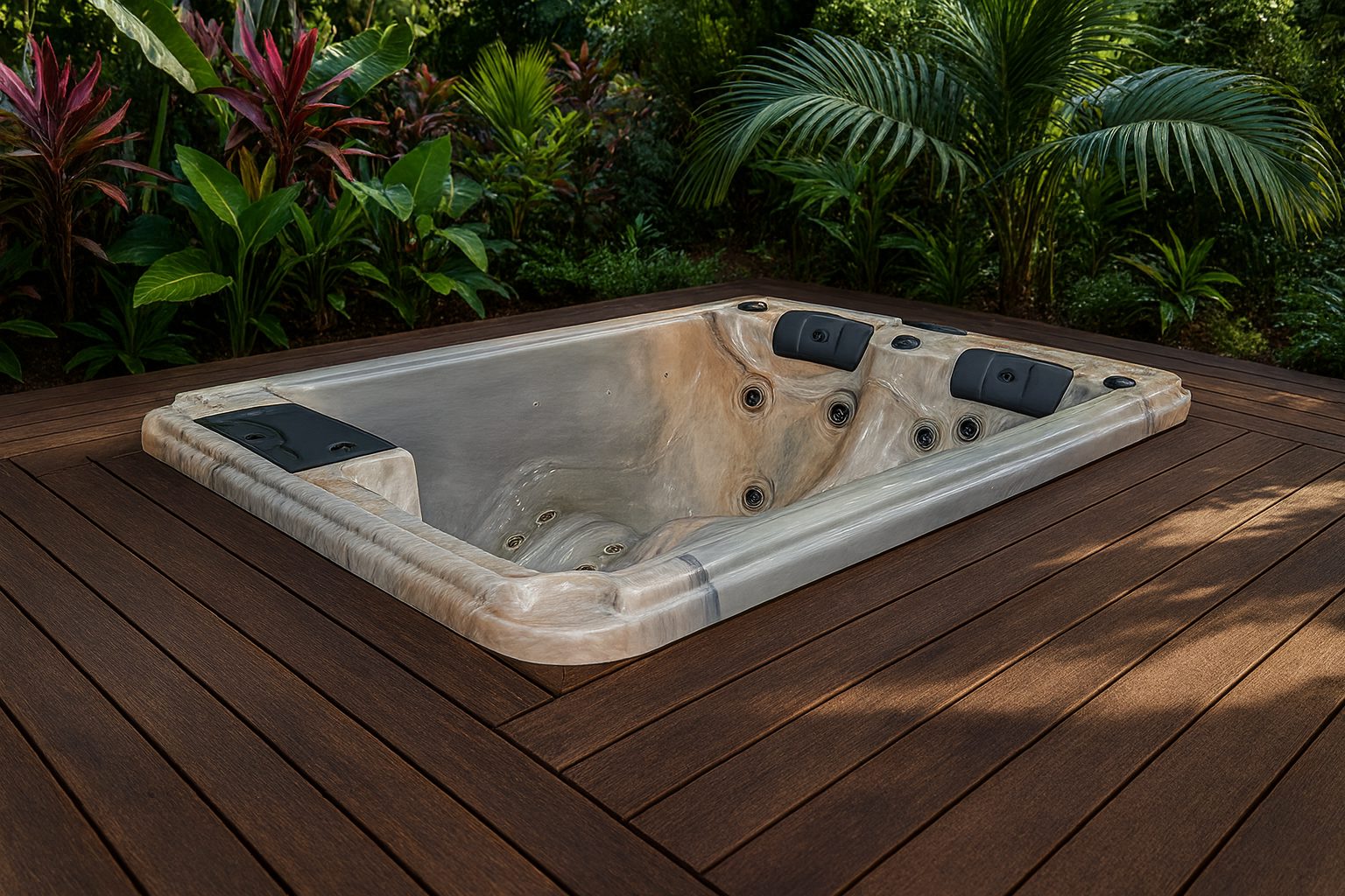 Spa Terraza 2 places dans un jardin tropical, visuel d'ambiance non contractuel