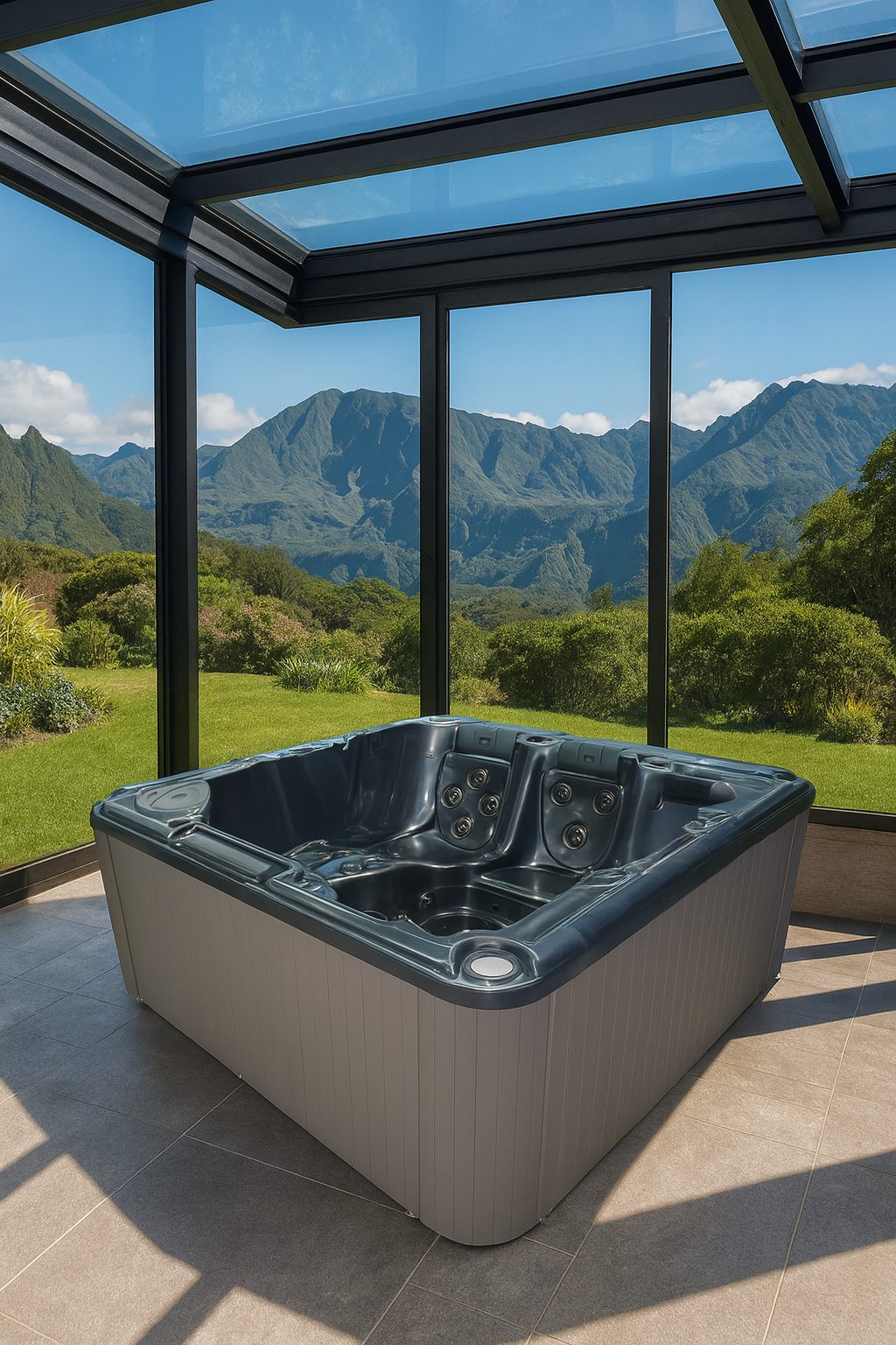 Spa Zala I sous véranda vue montagne, visuel d'ambiance non contractuel